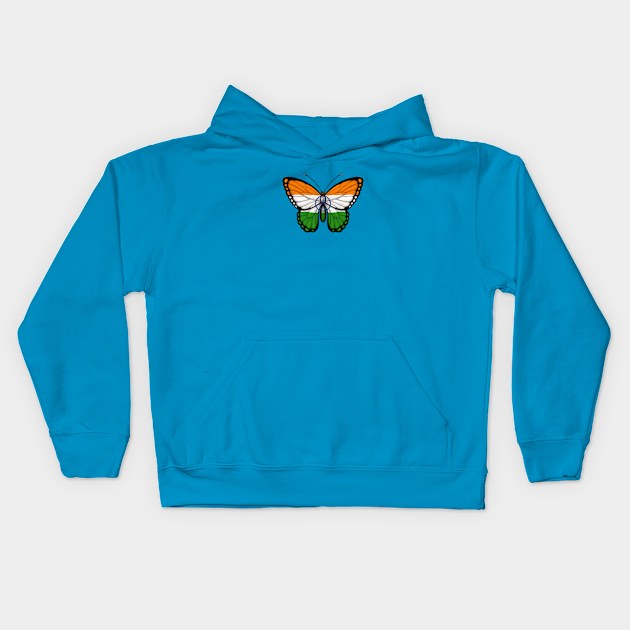 Indian Flag Butterfly Kids Hoodie by jeffbartels